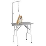 PawHut 32in Foldable Dog Grooming Table for Small Dogs, Pet Grooming Table for Dogs Cats with Adjustable Arm, Non-Slip Surface, Grey