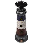 OSALADI Solar Garden Lighthouse Solar Lighthouse with Rotating Lamp, Garden Statue Solar Lighthouse Sculpture Solar Garden Lights for Yard Lawn Patio, Black Solar Landscape Lights