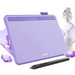 Ugee Drawing Tablet 6.5x4 Inches Computer Graphics Tablets with 10 Hot Keys，Digital Tablet Battery-Free Stylus 8192 Pressure Sensitivity 60°Tilt Function Drawing Pad for PC,Mac,Windows,Android-Purple