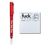 Dreaku Fresh Outta Fucks Pad and Pen, Funny Pens Small Sticky Notes, Rude Pens and Sticky Notes Set, Novelty Notepads Office Supplies Desk Accessories, Christmas Gifts for Friends Colleagues Boss Red