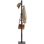 YMYNY Coat Rack Stand with Square Base, Wooden Coat Tree, Hall Tree Free Standing with 8 Hooks, Clothes Stand for Coats, Hat, Handbag, Umbrella, for Office, Hallway, 29 x 29 x 176CM Black HCR002B