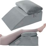 METRON Leg Elevation Pillow for Varicose Veins, The Wedge Pillow for Leg Elevation, Reduce Leg &Back Pain & Helps in Improve Blood Circulation, with Extra Soft Pillow, Colour Grey, Pack of 1