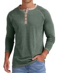 Sailwind Men's Henley Long Sleeve T-Shirt Cotton Casual Shirt VG-Green