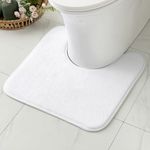 MIULEE Bath Mats Non Slip Memory Foam Bathroom Mat Bath U Shape Rug Shower Mat Coral Fleece Softness Highly Absorbent Washable Rug Bath Mats for Bathroom Kitchen Entrance 45x45 cm White