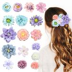 Bekecidi 23 Piece Diverse Flower Hair Clips Set Bride Claw Clip with Hawaiian-Inspired Artificial Flowers - Multifunctional Hairpin and Brooch, Ideal for Weddings, Beach Parties and Everyday Wear