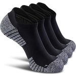 SITOISBE No Show Sports Compression Running Socks for Men Women Circulation 4-pairs, Low Cut Cushioned Socks Moisture Wicking Arch Support for Planter Faciatis Golf Exercise, Black, Large