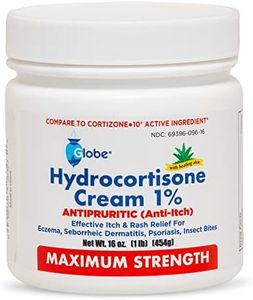 Globe Hydrocortisone Maximum Strength Anti-Itch Cream 1% w/Aloe, Intensive Formula for Redness, Swelling,Rash, Dermatitis, Bug & Mosquito Bites, Eczema, Hemorrhoids, Instant Itch Relief,16 oz Jar