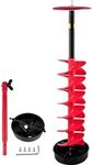 VEVOR Ice Auger Drill Bit, 6" Diameter 39" Length Nylon Corless Ice Augers for Ice Fishing with Extra 11.8" Extension Rod, Drill Adapter, Top Plate and Blade Guard