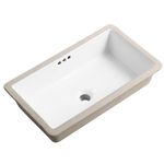 24 Inch Undermount Bathroom Sink Rectangle Undermount Sink White Ceramic Under Counter Bathroom Sink with Overflow (23.8"x13.8")