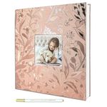 Rdylymx Photo Album Self Adhesive Scrapbook Album for 5x3 6x4 7x5 10x8 Pictures,60 Pages Leather Cover with Display Window DIY Photo Book,Ideal Gifts for Family Travel Wedding Baby Pink Gold