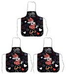 Kuber Industries Disney Minnie Print Silk 3 Pieces Waterproof Kitchen Apron (Black)-KUBMART10105