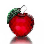 H&D Hyaline&Dora Crystal Apple Paperweight,Art Glass Fruit Collectible Figurines,Gifts for Home Christmas Decor Ornament,Red Apple 40mm