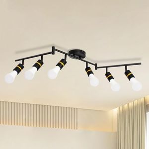 LTBLIGHT 6-Light Track Lighting Fixtures, Rotatable Ceiling Light Kit, Matte Black Modern Ceiling Spot Lights Fitting for Kitchen, Bedroom, Living Room, E26 Base, Bulbs Not Included