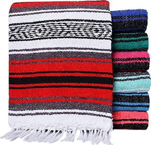 El Paso Designs Mexican Yoga Blanket – Colorful Falsa Serape Throw for Yoga, Beach, Picnic, Saddle, or Home Décor – Soft Woven Boho Blanket (Random Color)