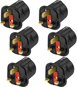 VGUARD 6 Piezas Adaptadores de Viaje para Reino Unido Adaptador de Enchufe de Europa a Reino Unido, UE 2 Pines a UK 3 Pines - Negro