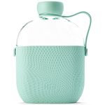 Hip Water Bottle - 650ml / 20oz Capacity - Slim Reusable Bottles with Silicone Grip Sleeve and Carry Loop - Leak Proof Screw-Top Cap - Dishwasher Safe - Mint