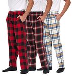 Andrew Scott Men's 3 Pack Cotton Flannel Fleece Brush Pajama Sleep & Lounge Pants, 3 Pack - Classic Flannel Assorted Plaids, X-Large