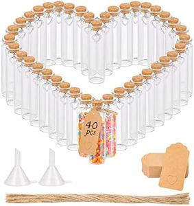 YOCOLE 40 Pezzi Vasetti Vetro Piccoli, 20ml Mini Boccette, Tappo Sughero, Provette, Bottiglie con Pendenti Etichette, Regalo Feste Decorazione Matrimoni Bomboniere