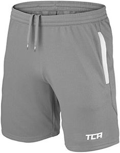 TCA Men's Aeron Gym/Running Shorts with Pockets -Small Mens, Cool Gray/White