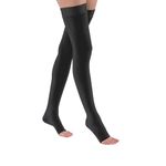 JOBST Relief 30-40 mmHg Compression Stockings, Thigh High Silicone Band, Open Toe | Compression Socks for Women/ Men for Tired, Aching or Swollen Legs, Minor Varicosities | Black, Large