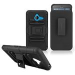 Microsoft Lumia 640 XL Holster, BoxWave [Dual+ Max Holster] Shell Cover and Belt Clip Holster with Kickstand for Microsoft Lumia 640 XL - Pitch Black