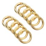 PATIKIL 28x20x4mm Spring Gate O Rings, 10 Pack Round Snap Clip Zinc Alloy for Keyrings Buckle, Gold