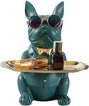 suruim French Bulldog Gifts Key Holder Candy Dish Tray Home Decor Resin Butler Statue Key Bowl Entryway Table Frenchie Dog Sculpture Dining Table Decor Office Small Object Tray (Green)