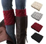 HONGXIN-SHOP Leg Warmers Casual Thicken Twist Knitted Boot Cuffs Winter Ankle Knee Warmers Stretch Short Socks for Women Girls 4 Pairs