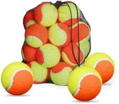 FINGER TEN Kids Tennis Balls for Kids Youth Beginners Practice Low Compression Value 12/18/24 Pack, Durable Bouncy Color Low Stage Pressureless, Playing for Indoor Outdoor Use (24 Pack-Orange)