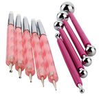 CESFONJER 9 Pieces Stylus Tools, DIY Silicone and Ceramic Clay Indentation Tool and 4 Pieces Double-Ended Metal Ball Tools Set Also for Cake Fondant Decoration and Nail Art.