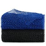 2 Pieces African Bathing Sponge Net,Long Premium Exfoliating Nylon Mesh Net Sponge for Daily Back Body Scrub Scrubber Shower Net (Black, Blue)