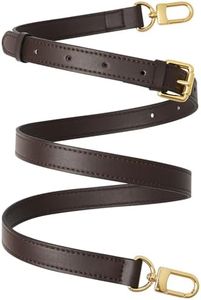 RICLVS Genuine Vachetta Leather Crossbody Strap Genuine Leather Adjustable Replacement Strap for Shoulder Bag Handbag Purse, Coffee, 41.7 - 50.3 in（106-128cm）,width 1.8cm/0.7inch