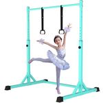 Bongkim Gymnastics Bar for Kids, Adjustable Height Gymnastic Horizontal Bars, Folding Gymnastics Equipment Junior Training Bar for Home Using, Stable Kids Training Bar for Children (Green)