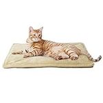 Furhaven Small Cat Bed ThermaNAP Quilted Faux Fur Self-Warming Pad, Washable - Cream, Small