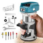 MtiolHig 30,000 RPM Compact Router Compatible with Makita 18V, 6 Variable Speeds Cordless Router Tool for Woodworking, 800W Fixed Base Wood Router with Trim Router Bits, Edge & Roller Guide, Tool Only