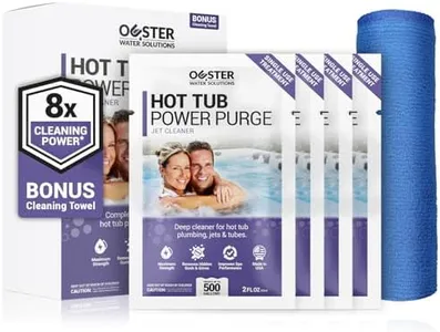 Bio Ouster Power Purge Hot Tub Jet Cleaner w/Towel - Hot Tub Cleaner for Jets, Tubes, Plumbing - for Standard & Inflatable Spas - Removes Gunk Buildup for Crystal Clear Water - Made in USA (4-Pack)