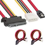 DKARDU 2 Pack SATA 22 Pin Serial ATA Data and Power Combo Cable, 4 Pin IDE LP4 Power Cable + 22 Pin SATA to 7Pin Serial ATA Data Cable for SDD HDD Hard Drive 30cm 12-inch