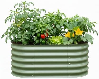 MFSTUDIO Galvanized Raised Garden Bed Oval Outdoor Metal Planter Box