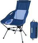 MARCHWAY Lightweight Folding High Back Camping Chair with Head Support, Stable Portable Compact for Outdoor Camp, Travel, Beach, Picnic, Festival, Hiking, Backpacking (Blue)