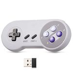 2.4GHz Retro Wireless SNES USB Controller, Rechargeable Classic SNES USB PC Game Pad Emulator Controller for Windows PC MAC,Raspberry PI