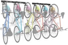 Koova Wall Mount Bike Storage Rack Garage Hanger for 6 Bicycles + Helmets | Fits All Bikes Even Large Cruisers / Big Tire Mountain Bikes | Heavy Duty Powder Coated Steel | Made In USA (6 Bike Rack)