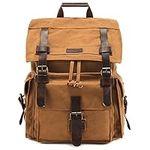 Kattee Men's Leather Canvas Backpac