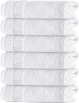 Linen Mart 6 Pack White Hand Towels for Bathroom 16”x28” Lightweight Quick Dry Towel Soft Absorbent Hotel Towels, Ring Spun Cotton Terry Towels for Gym Salon Motel Restaurant Sports Pool Spa Towel