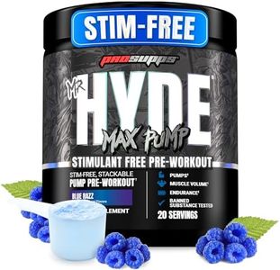 PROSUPPS Hyde Max Pump Pre Workout for Men and Women - Nitric Oxide Supplement for Pump and Endurance - Stimulant Free Pre Workout to Promote Blood Flow and Muscle Strength (Blue Razz, 20 Servings)