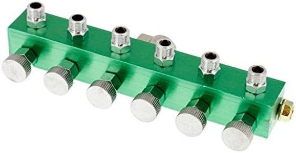 Master Airbrush 6 Way Air Hose Splitter with Metered Airbrush Manifold with 1/4" BSP Female Air Inlet & 6-1/8" BSP Male Air Outlets