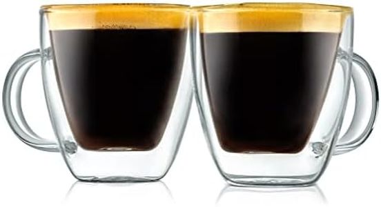 NutriChef Double Wall Insulated Cups - 4pcs 5.2 oz High Borosilicate Glass Sweat Free Mugs Clear Drinkware for Hot/Cold Drinks, Coffee, Espresso, Cappuccino, Latte, Tea, Microwavable, Dishwasher Safe