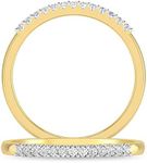 Inspereza 1/10 Carat 14kt Yellow Gold Diamond Petite Wedding Anniversary Stackable Band. (H-I Color, I2-I3 Clarity)