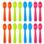 Jawbush 16 Pcs Kids Plastic Spoons, Reusable Toddler Utensils Kids Silverware Set with Bright Colors, Ideal for Travel School Lunch Box or Camping, BPA Free Kids Utensils Also for Adults