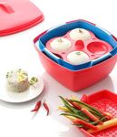 Dhavl Microwave Dishwasher Safe Plastic Idli Makers/Makes 8 Idlis Vegetable Steamer & Rice Cooker/Full Big Set Rice Maker Idli Steamer With Lid Plastic Idli Maker (Multicolour)