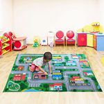 Shopster Kids Modern City Toy Activity Playmat, Educational Game Map Rug, Ideal for Children’s Learning Road Traffic City Life on Carpet (7'9" x 5’2”) for Playroom, Classroom, Room